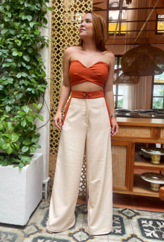 Pantalon Estampado Rojo para mujer Stella - Mercedes Campuzano