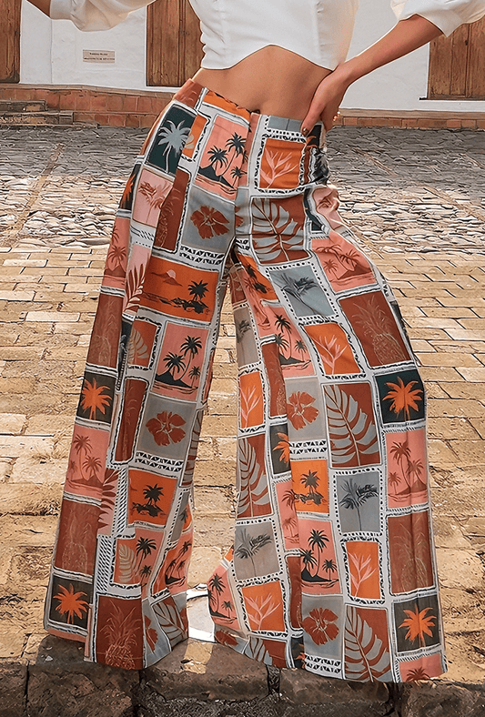 Pantalón Palazzo Lino Estampado | "Ocaso"